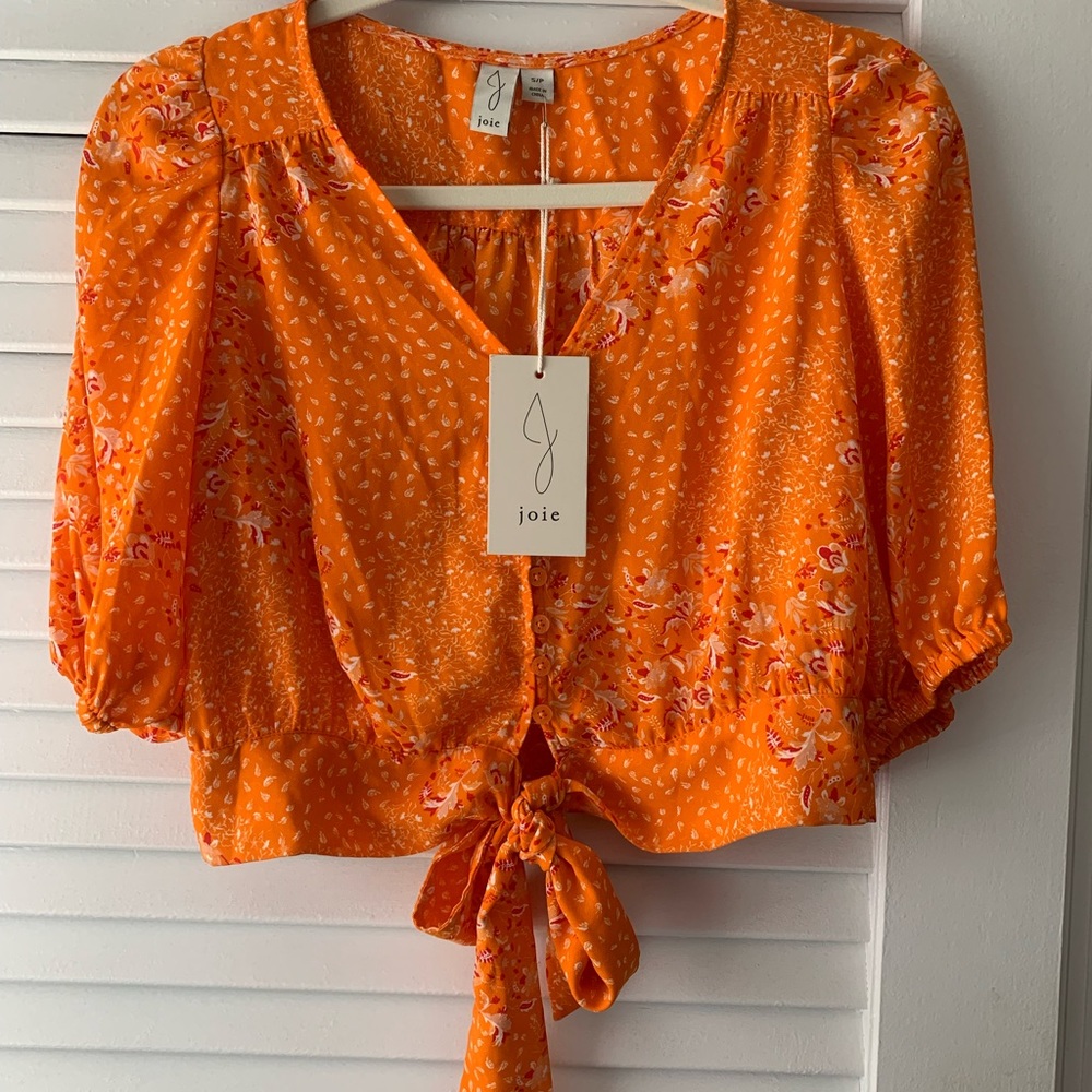 Joie tie waist floral button front top. NEW WITH TAGS